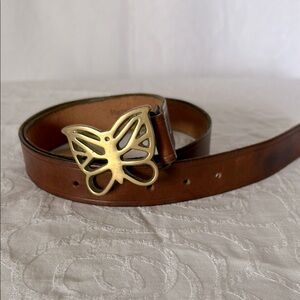 Leather Vintage Butterfly belt with a solid brass buckle. Size M 32-36.